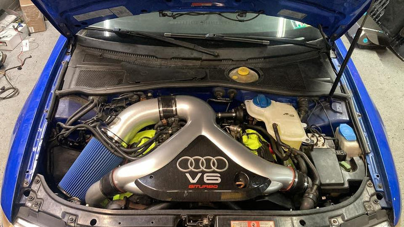 Load image into Gallery viewer, Torque Factory Y-Pipe with 3" Upper Inlets, 2.5" Lower Inlets and 4.5" MAF for Audi S4 B5 - RS4 B5 - A6 and Allroad 2.7T C5