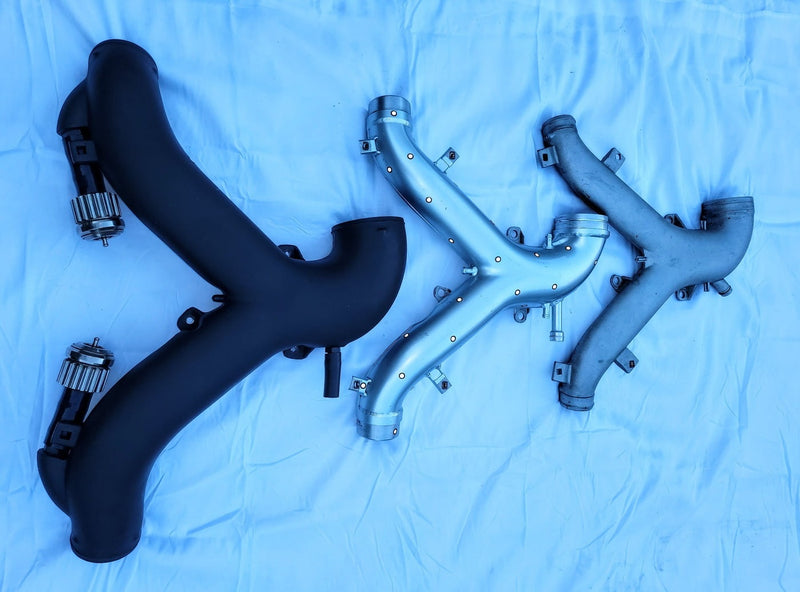 Load image into Gallery viewer, Torque Factory Y-Pipe with 3" Upper Inlets, 2.5" Lower Inlets and 4.5" MAF for Audi S4 B5 - RS4 B5 - A6 and Allroad 2.7T C5