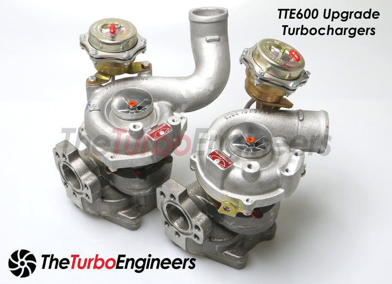 Load image into Gallery viewer, TTE600 Turbo Chargers for Audi B5 S4-RS4 2000-2002 2.7T and 2000-2004 C5 A6 2.7T W- EXHAUST PORTING OPTION
