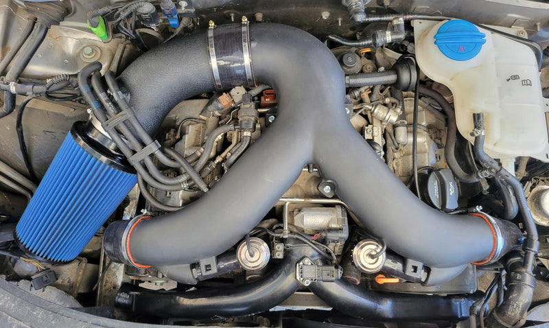 Load image into Gallery viewer, Torque Factory Y-Pipe with 3" Upper Inlets, 2.5" Lower Inlets and 4.5" MAF for Audi S4 B5 - RS4 B5 - A6 and Allroad 2.7T C5
